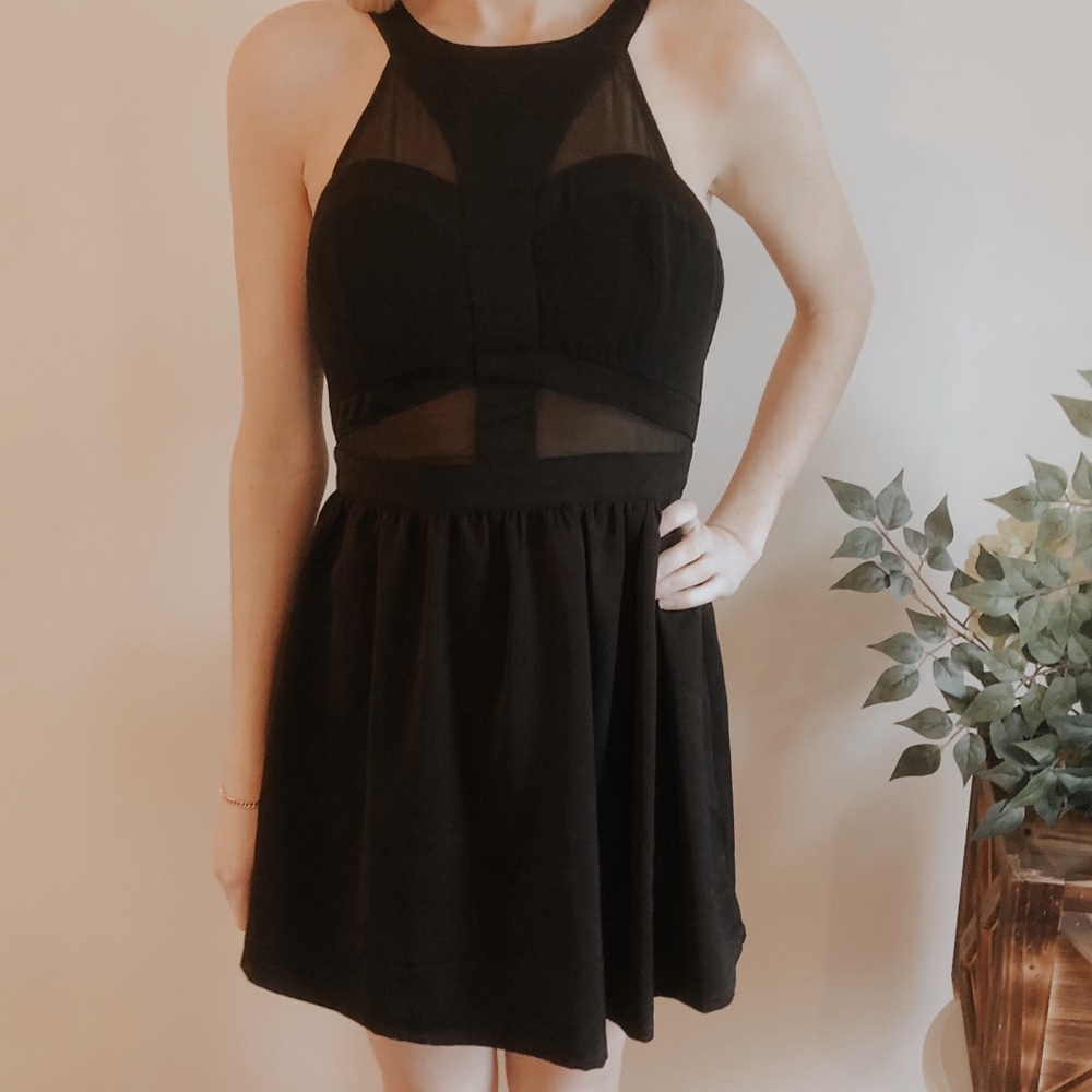 Black Cocktail Dress with Sheer Detail